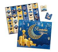 Calendrier de l'avent Ramdan 30 boîtes vides 30 jours Eid Mubarak coutdown Calendar avec des cadeaux du Ramadan, boîte rangement numéro en carton, fournitures de fête du Ramadan - Bleu