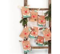 folia 9384 - Calendrier de l'Avent Red Nose Reindeer, 24 sachets à remplir et à bricoler soi-même, avec Accessoires