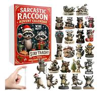 Calendrier de l'Avent sarcastique raton laveur 2025, compte à rebours de Noël amusant de 24 jours avec ornements en acrylique 2D, vacances humoristiques, cadeaux pour adultes et amateurs de raton