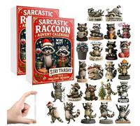 Calendrier de l'Avent sarcastique raton laveur 2025, compte à rebours de Noël amusant de 24 jours avec ornements en acrylique 2D, vacances humoristiques, cadeaux pour adultes et amateurs de raton