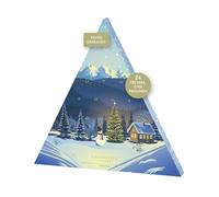Calendrier de l'Avent SCHNEEMANN | 300 g de truffes et de chocolats faits à la main | 12 variétés de saveurs, sans alcool | Calendrier triangulaire classique avec motif paysage hivernal | 1 paquet