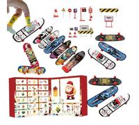 Calendrier de l'Avent Set de jouet Fingerboard avec panneaux de | 24 jours de cadeaux pour chaussettes de Noël pour table, bureau, fête, anniversaire, vacances, chambre, salle de classe