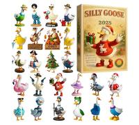 Calendrier de l'Avent Silly Gooses 2025, 24 jours, ornements de canards, calendrier de compte à rebours de Noël, figurines amusantes en acrylique 2D pour décoration de Noël