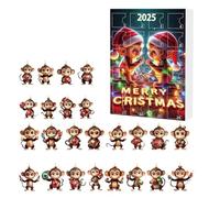 Calendrier De L'Avent Singe 2025-24 Ornements Suspendus En Acrylique 2D Avec Figurines Singes Cartoon, Décoration Maison Et Auto Pour Noël, Cadeau Festif Pour Enfant Et Adultes