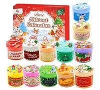 Calendrier de l'Avent Slime 2025 - Compte à Rebours Noël pour Kids | 24 Jours Pâte Beurre | Coffret Jouet Fidget Coloré Anti-Stress, Cadeau Créatif DIY avec Filles & Garçons