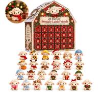 Calendrier de l'Avent Snuggly Mouton Friends, Compte à Rebours de Noël de 24 Jours Décorations de Noël Traditionnel Mini Figurines de Mouton, Coffret pour Vacances Fêtes