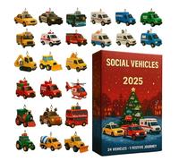 Calendrier de l'Avent social 2025, calendrier de Noël 24 jours avec 24 jouets en acrylique 2D, pour la maison, le sapin de Noël, la voiture, le rétroviseur, la fenêtre, les adultes et les
