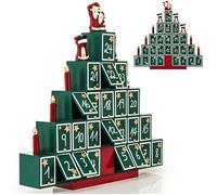 Spielwerk® Calendrier de l'Avent en Bois 'Sapin de Noël' | Ludique et Original, avec 24 tiroirs à remplir, Déco de Noël Réutilisable, Idée Cadeau