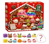 Calendrier de l'Avent Squishy 2026,12 Jours Noël Petits Pains 3D Surprise | Chaque compartiment numéroté accompagne le compte à rebours et ajoute une petite surprise à découvrir chaque jour