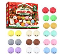 Calendrier de l'Avent Squishy de Noël, Calendrier de Compte à Rebours de Noël 24 Jours de Dumpling Squishies, Souple Boulettes Sensoriels Surprises à Glisser dans les Chaussettes de Noëls，C