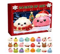 Calendrier de l'Avent Squishy Dumpling de Noël 2026, 24 Jours Mini Calendrier decompte à rebours de Noël Fidget, Cadeaux De FêTe De NoëL, Jouets Sensoriels Pour Adultes
