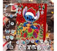 Calendrier de l'Avent Stitch 2024 Noël Mignon Dessin Animé Mode Noël avec Bracelet Kit Bracelet DIY Calendrier de Compte à Rebours