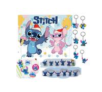 Calendrier de l'Avent Stitch 2025 pour Filles -24 Jours de Surprises de Noël avec Bracelets à Thème Stitch,Cadeau pour Les