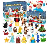 Calendrier de l'Avent Super Bros 2024,Calendrier de l'Avent Enfants Super Bro avec 24 Mini Figurines Super Bros Décoration de Gâteau pour 1 2 3 4 5 6 7 8 9 10 12 Ans Garçons Filles Calendrier