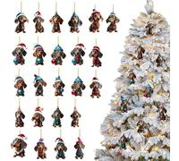 Calendrier de l'Avent suspendu en acrylique 24 parties 2 D Trailer de Noël acrylique, calendrier de l'Avent teckel 2025 | Décoration de remorques de chiots