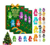 Calendrier de l'Avent Swear Bear 2025, calendrier de compte à rebours de Noël de 24 jours avec des ours impertinents et des jurons, chaque jour révèle un ours coloré (3SETS)