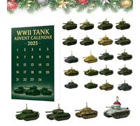 Calendrier de l'Avent Tank 2025,24 Jours DeTank Emblématiques Calendriers des chars de la Seconde Guerre mondiale,pendentifs en acrylique 2D représentant Pour Décorations De Sapin De Noël (1PC)