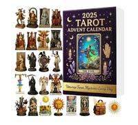 Calendrier de l'Avent Tarot 2025, 24 Pendentifs Décoratifs à Collectionner, Compte à Rebours de Noël Cadeau Ésotérique Unique pour Adultes, Le Fou, L'Étoile, Le Soleil, La Tour, Le Diable