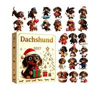Calendrier De L'Avent Teckel 2026 Réutilisable - Coffret 24 Figurines 3D | Boîte De L'Avent À 24 Compartiments Contenant Chacun Une Figurine Teckel 3D, À Ouvrir Et À Exposer Au Fil Des Jours