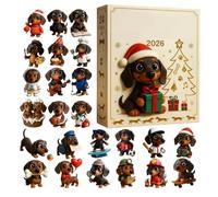 Calendrier de l'Avent teckel Figurines Décompte 24 Jours 2026 | mini figurine animale déco table Pour Adultes Maison Appartement Bureau Étagère Cheminée Table de Nuit Cadeaux de