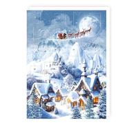 Calendrier de l'Avent traditionnel - Père Noël au-dessus du village - Sans chocolat