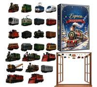 Calendrier de l'Avent Train Pendentifs de Fête Ferroviaires Plats en | Ornement de Train Décompte de 24 Jours pour Sapin pour Cheminée, Voiture, Maison, Porte d'Entrée, Branches, Sapi