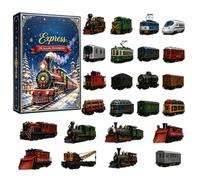 Calendrier de l'Avent Train Pendentifs de Fête Ferroviaires Plats en | Ornement de Train Décompte de 24 Jours pour Sapin pour Cheminée, Voiture, Maison, Porte d'Entrée, Branches, Sapi
