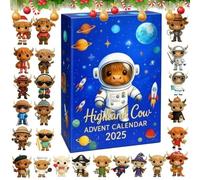 Calendrier de l'Avent Vache des Highland 2025, Highland Cow Calendrier de l'Avent 2025, Calendrier De L Avent 24 Jours Pour Noël, 24 Pièces Calendrier De L Avent De Noël Decoration Figurines (D)