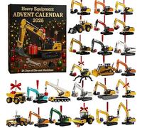 Calendrier de l'Avent Véhicules de Chantier 2025, 24 jours Compte à Rebours de Noël avec Camion de Chantier, 24 Machines Moulées sous Ppression,Boîtes de Calendrier de l'Avent Décorations Noël (B)