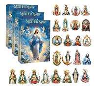 Calendrier de l'Avent Vierge Marie 2025 - 24 jours de foi, de lumière et de paix, calendrier de l'Avent avec 24 mini-décorations uniques de la Vierge Marie pour la prière quotidienne (3pcs)