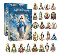 Calendrier de l'Avent Vierge Marie 2025 - 24 jours de foi, de lumière et de paix, calendrier de l'Avent avec 24 mini-décorations uniques de la Vierge Marie pour la prière quotidienne (2pcs)