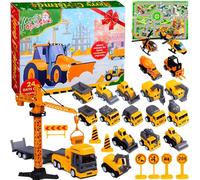 Calendrier de l'avent Voiture 2024 Garçon Enfant Majorette Tracteur Véhicule Construction Excavatrice Petite Voiture d'ingénierie 24 jours Cars Jouet Suprise Cadeau Noël 3-12 ans