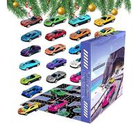 Calendrier De L'Avent Voitures Jouets Noël - Jeu D'Imagination De 24 Jours,Ensemble de Véhicules Jouets pour le Compte à Rebours de Noël,Pour Salon Bibliothèque Table De Chevet Salle De Classe