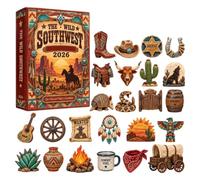 Calendrier de l'Avent Western Cowboy - Compte à rebours acrylique | 26 x 18 cm, 200 g, chapeaux et bottes en jean vintage, pour décoration d'arbres, murs, portes et fêtes