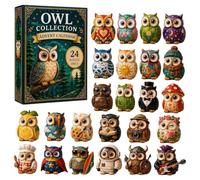 Calendrier de l'Avent Whimsical Owls, Compte à Rebours de Noël de 24 Jours, Une Nouvelle Aventure Chaque Matin avec 24 Ornements de Hibou en Acrylique 2D, Calendrier du Compte à Rebours de Noël