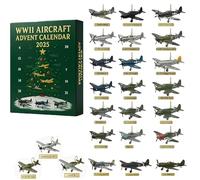 Calendrier de l'Avent Wwii Aircraft 2025 - 24 mini Warbirds à déballer, calendrier de l'Avent de Noël de 24 jours avec 24 cadeaux uniques d'avions miniatures historiques pour les amateurs d'avions