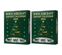 Calendrier de l'Avent Wwii Aircraft - 24 mini Warbirds à déballer, calendrier de l'Avent de Noël de 24 jours, cadeau de Noël pour collectionneurs d'histoire et de modèles (2 pièces)