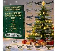 Calendrier de l'Avent Wwii Aircraft - Calendrier de Noël avec mini décorations de 24 jours en forme d'avions de guerre, décorations de sapin de Noël miniatures, cadeaux de compte à rebours pour
