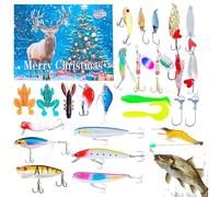 Calendrier de leurre de pêche 2025 compte à rebours de Noël | Calendrier de compte à rebours de Noël de 24 jours | Kit d'appâts de pêche festifs pour adultes, adolescents, pêcheurs, hommes, garçons
