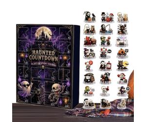 Calendrier De L'Horreur À Rebours 24 Jours Décorations Halloween En | Calendrier à rebours de 24 jours avec figurines miniatures Pour Fête Étagère Bureau Dessus De Cheminée Entrée Déc