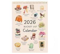 Calendrier de Liste de Seau 2026 de 9 X 12 Pouces, Planificateur de Rappel En Spirale De 12 Mois, Décoration Mensuelle En Papier De Liste De Seaux Unny for La Maison(Orange)