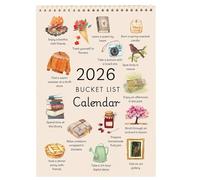 Calendrier De Liste Seau 2026, Mural Vertical 12 Mois Avec Planificateur D'objectifs Inspirant Et Caractéristiques Motivation, Calendriers Muraux Décoratifs Annuels D'art Esthétique(STYLE A)