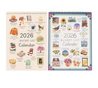 Calendrier De Liste Seau 2026, Mural Vertical 12 Mois Avec Planificateur D'objectifs Inspirant Et Caractéristiques Motivation, Calendriers Muraux Décoratifs Annuels D'art Esthétique(A+B)