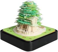 Calendrier De Montre, Calendrier D’Art 3D, 2024 Calendrier Memo Pad avec Lumières LED, Calendrier De Bureau Créatif, Bloc-Notes De Bricolage, Sculpture sur P, Green Tree House