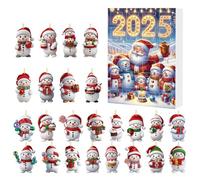 Calendrier de Noël, 10,24 pouces Calendrier de bonhomme de neige créatif de 10,24 pouces pour l'affichage de l'étagère, ornement en arbre coloré avec des jours numérotés, décoration de vacances