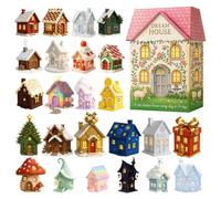 Calendrier de Noël 2025 24 jours en forme de maison - Ornement pour vacances saisonnières, Halloween, Thanksgiving, enfants, adolescents, Pâques, adultes