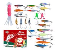 Calendrier de Noël 2025, accessoires de pêche 24 jours - Leurre de l'Avent - Compte à rebours pour engins de pêche Calendrier jusqu'à Noël | Pour les hommes amateurs débutants eau douce eau salée lac
