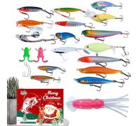 Calendrier de Noël 2025 - Accessoires de pêche, appâts de l'Avent 24 jours | Calendrier d'équipement de pêche, eau douce / eau salée, pêche en lac/rivière, cadeau de compte à rebours de Noël pour