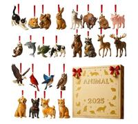 Calendrier de Noël 2025 - Acrylique 26 x 18 cm | Calendrier compte à rebours sur le thème des animaux avec 24 décorations plates | Décoration de vacances idéal pour la décoration, les cadeaux de