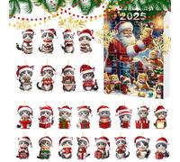 Calendrier de Noël 2025, compte à rebours à collectionner en acrylique 2D en forme de chat mignon, ornements de l'Avent saisonniers, pour hommes, femmes, enfants, adolescents, adultes